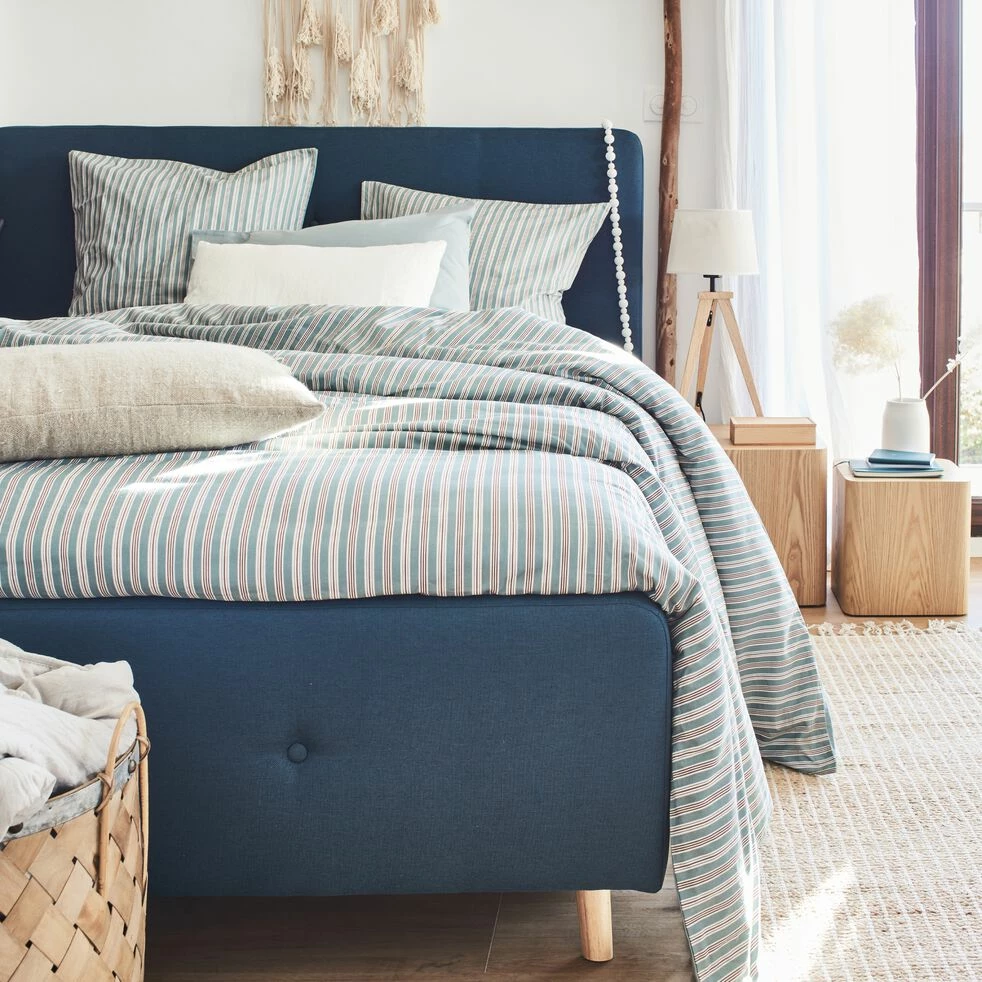 VERGA - Housse De Couette à Rayures En Coton - Bleu 240x220cm 6 VERGA - Housse De Couette à Rayures En Coton - Bleu 240x220cm – Image 4