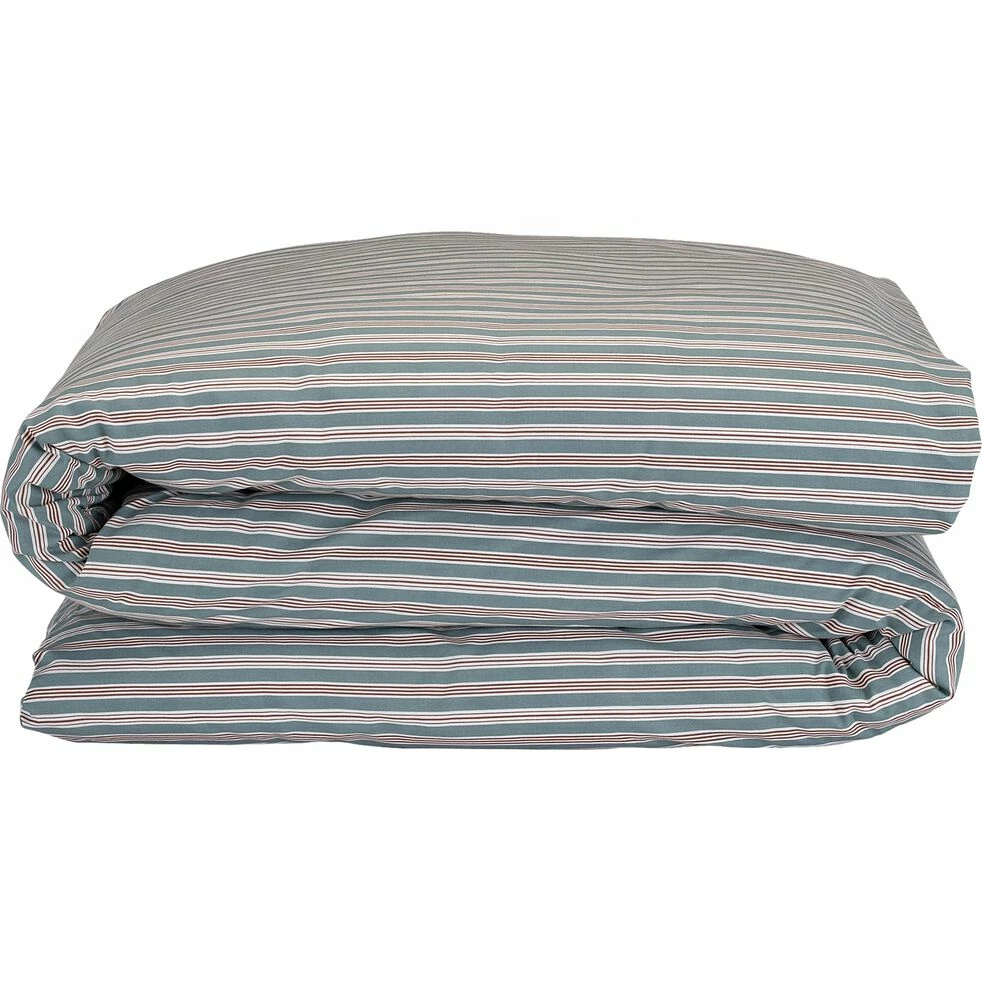 VERGA - Housse De Couette à Rayures En Coton - Bleu 240x220cm 3 VERGA - Housse De Couette à Rayures En Coton - Bleu 240x220cm
