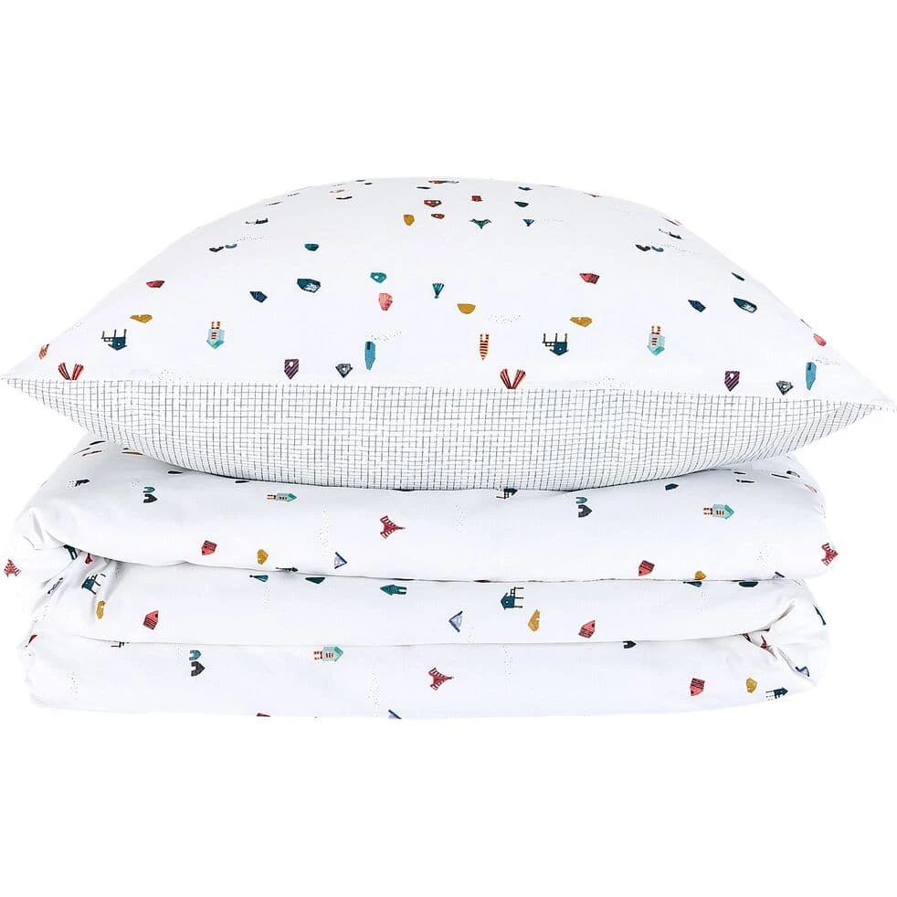 CABANE - Housse De Couette Enfant 120x140cm Et 1 Taie D'oreiller 35x45cm - Motifs Cabanes 3 CABANE - Housse De Couette Enfant 120x140cm Et 1 Taie D'oreiller 35x45cm - Motifs Cabanes