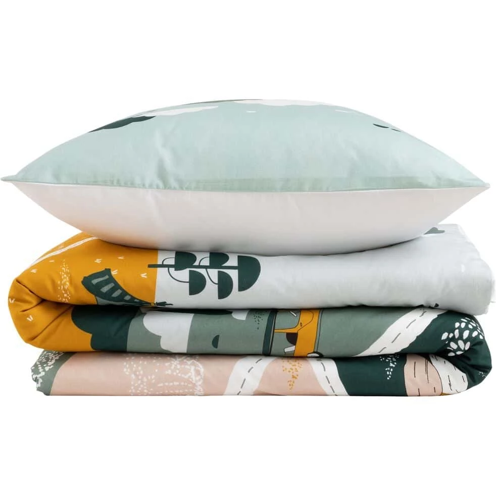 CARRO - Housse De Couette Enfant 140x200cm Et 1 Taie D'oreiller 65x65cm En Coton - Motifs Fantaisies 4 CARRO - Housse De Couette Enfant 140x200cm Et 1 Taie D'oreiller 65x65cm En Coton - Motifs Fantaisies – Image 2