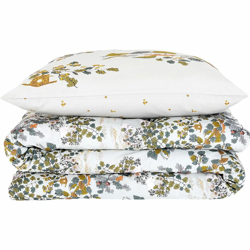 BOSQUET - Housse De Couette Enfant 140x200cm Et 1 Taie D'oreiller 63x63cm En Coton - Motifs Bosquet Jour 3 BOSQUET - Housse De Couette Enfant 140x200cm Et 1 Taie D'oreiller 63x63cm En Coton - Motifs Bosquet Jour