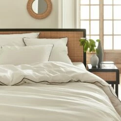 BONSON - Housse De Couette En Percale De Coton - Blanc 260x240cm -chambre à coucher Soldes Housse de couette BONSON 27483992 A 2