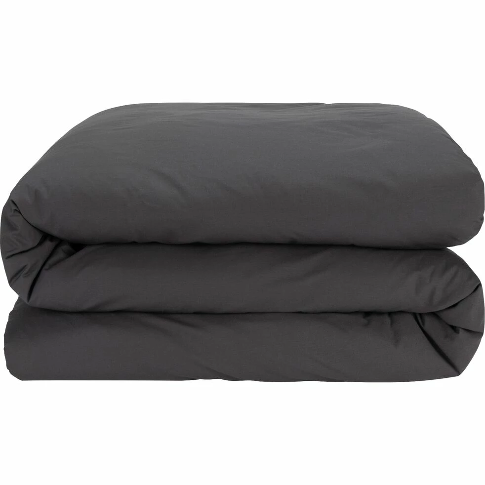 CALANQUES - Linge De Lit Uni En Coton - Gris Ardoise 7 CALANQUES - Linge De Lit Uni En Coton - Gris Ardoise – Image 5