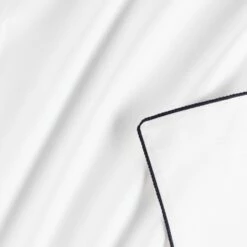 EZIO - Housse De Couette En Percale De Coton Liseret Tressé Bleu Calabrun - Blanc 260x240cm -chambre à coucher Soldes Housse de couette EZIO 27446447 Z 1