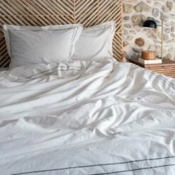 GALLIA - Housse De Couette Brodée En Coton - Blanc 240x220cm -chambre à coucher Soldes Housse de couette GALLIA 26795881 A 1