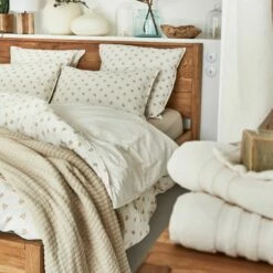 MOUCHOIR - Housse De Couette En Lin Et Coton Motif Argan - Jaune 240x220cm -chambre à coucher Soldes Housse de couette MOUCHOIR 27448526 A 1