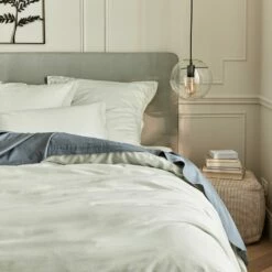 SATINE - Housse De Couette En Satin Lavé 260x240cm - Vert Opaline -chambre à coucher Soldes Housse de couette SATINE 27625903 A 2