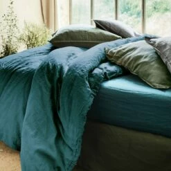 VENCE - Linge De Lit Uni En Lin Lavé - Bleu Figuerolles