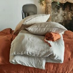 VENCE - Housse De Couette En Lin Lavé - Marron Rustrel 240x220cm -chambre à coucher Soldes Housse de couette VENCE 27363072 A 1