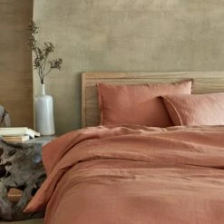 VENCE - Linge De Lit Uni En Lin Lavé - Brun Rustrel -chambre à coucher Soldes Housse de couette VENCE 27363270 A 1