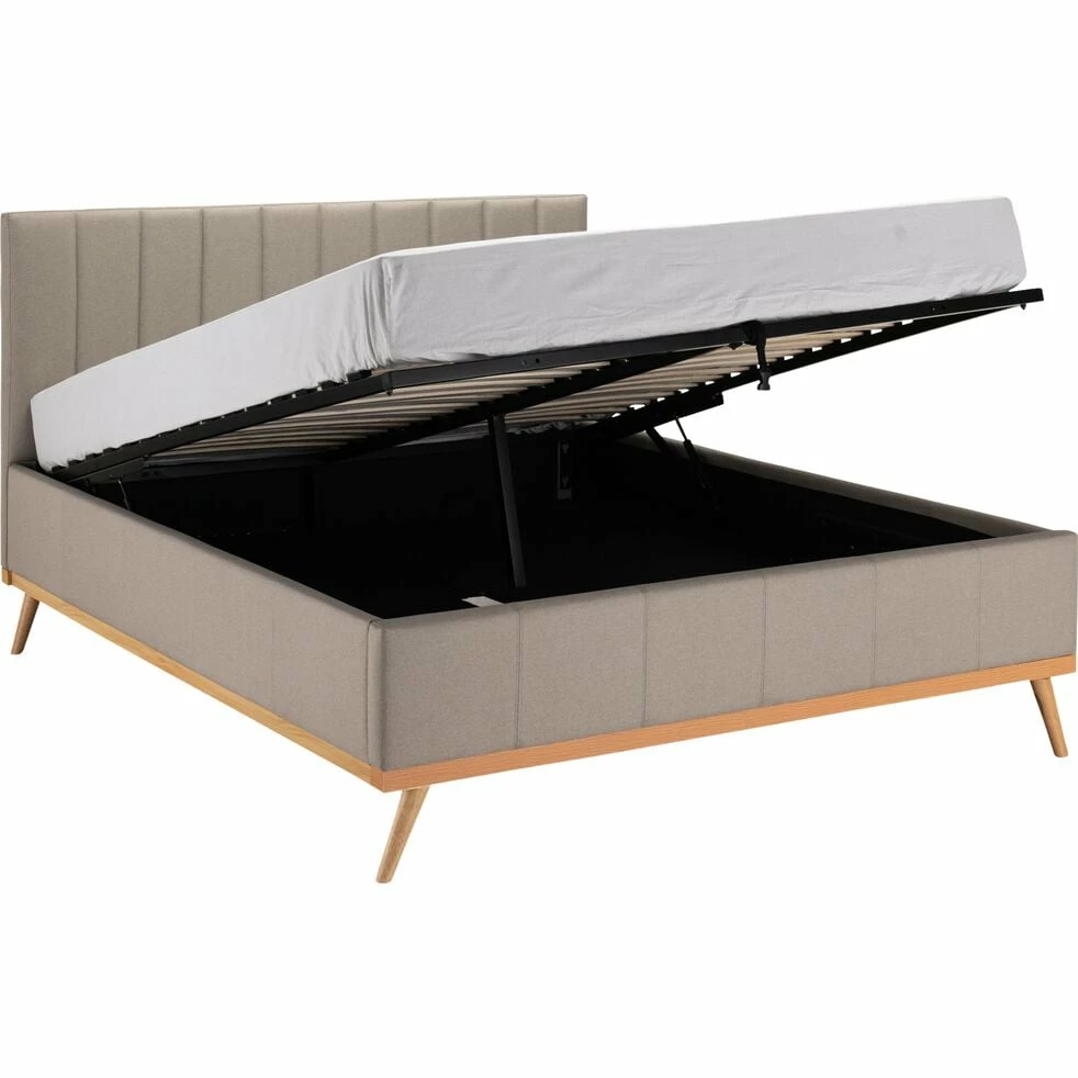 LUNA - Lit-coffre 2 Places Recouvert De Tissu - Beige 140x200cm 5 LUNA - Lit-coffre 2 Places Recouvert De Tissu - Beige 140x200cm – Image 3