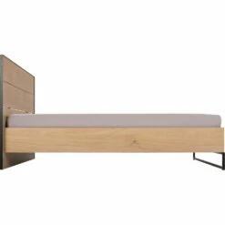 GASPARD - Lit 2 Places Effet Chêne Et Métal 160x200cm - Bois Clair -chambre à coucher Soldes LIT GASPARD 26721682 B 5