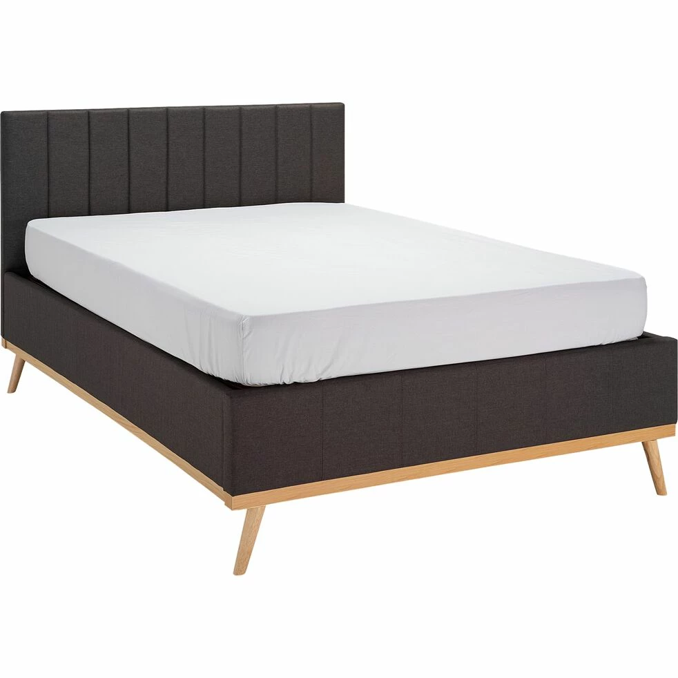 LUNA - Lit 2 Places Recouvert De Tissu - Gris 160x200cm 4 LUNA - Lit 2 Places Recouvert De Tissu - Gris 160x200cm – Image 2