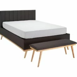 LUNA - Lit 2 Places Recouvert De Tissu - Gris 160x200cm 11 LUNA - Lit 2 Places Recouvert De Tissu - Gris 160x200cm -chambre à coucher Soldes LIT LUNA 27307595 G 1