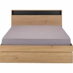 SALVA - Lit Effet Chêne - Bois Clair 140x200cm -chambre à coucher Soldes LIT SALVA 26841502 B 1