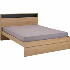 SALVA - Lit Effet Chêne - Bois Clair 140x200cm -chambre à coucher Soldes LIT SALVA 26841502 F 1