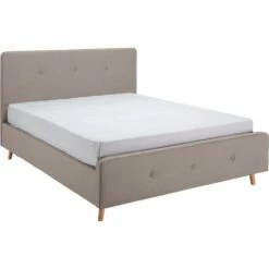 THAU - Lit 2 Places En Tissu Capitonné - Gris 140x200cm -chambre à coucher Soldes LIT THAU 27144558 B 1