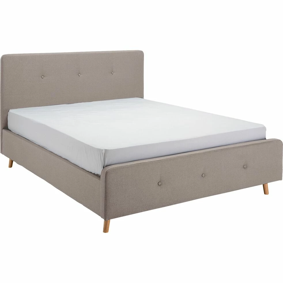 THAU - Lit 2 Places En Tissu Capitonné 160x200cm - Gris 5 THAU - Lit 2 Places En Tissu Capitonné 160x200cm - Gris – Image 3