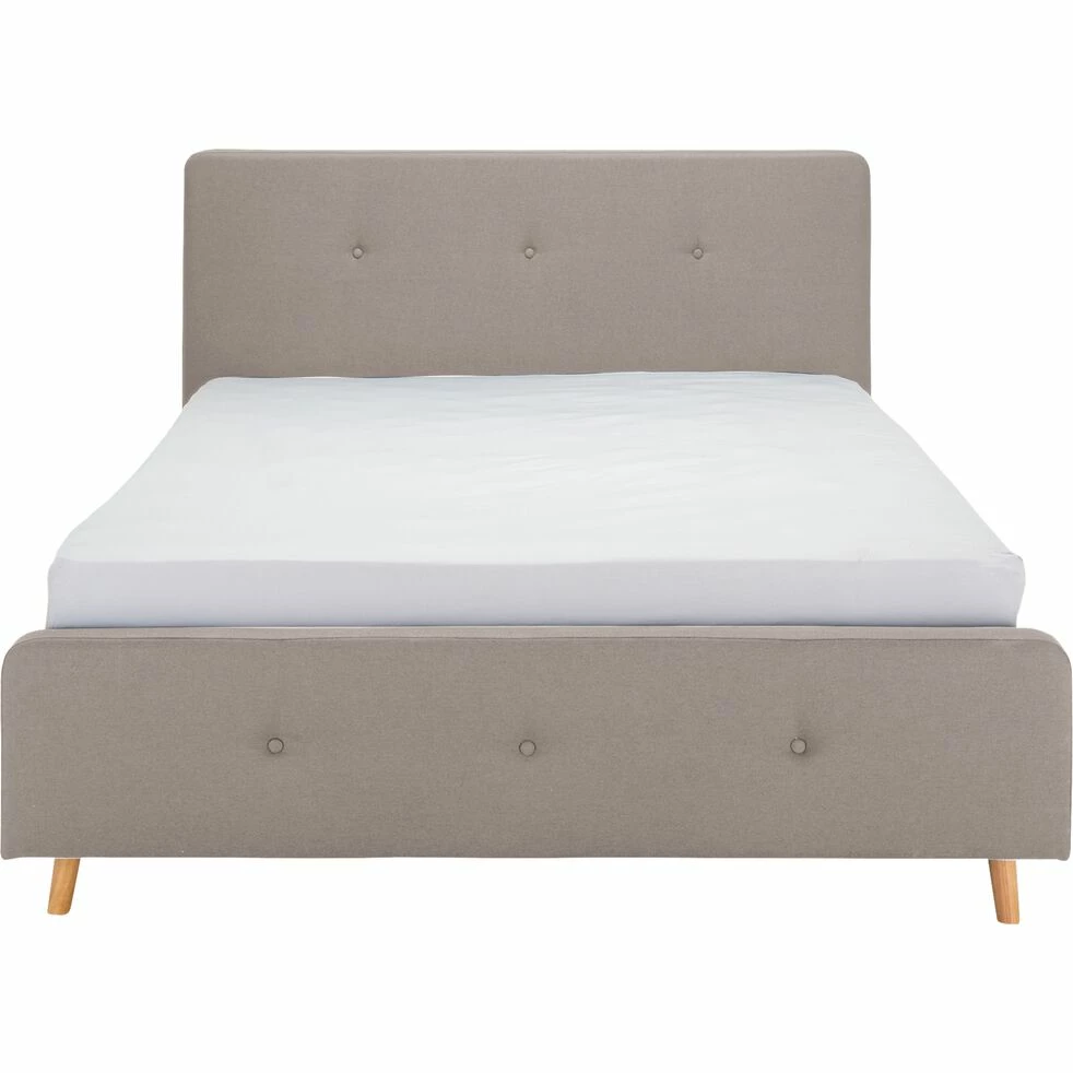 THAU - Lit 2 Places En Tissu Capitonné 160x200cm - Gris 4 THAU - Lit 2 Places En Tissu Capitonné 160x200cm - Gris – Image 2