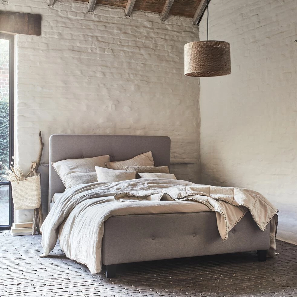 THAU - Lit-coffre 2 Places En Tissu - Gris 140x200cm 7 THAU - Lit-coffre 2 Places En Tissu - Gris 140x200cm – Image 5