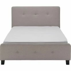 THAU - Lit-coffre 2 Places En Tissu - Gris 140x200cm