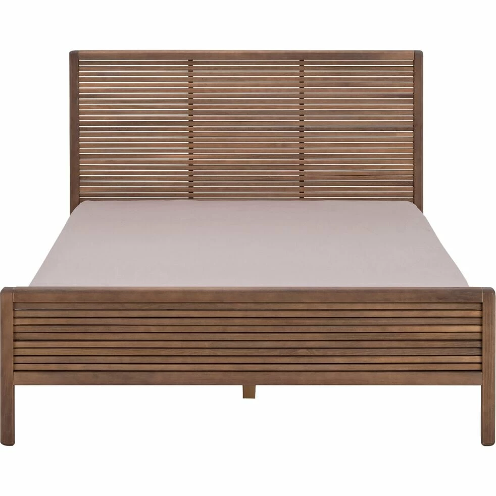 CRUZ - Lit 2 Places Avec Tête De Lit - Bois Foncé 140x200 Cm 4 CRUZ - Lit 2 Places Avec Tête De Lit - Bois Foncé 140x200 Cm – Image 2