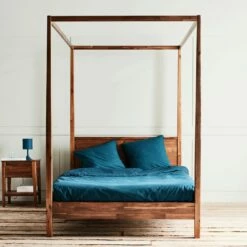 THAO - Lit 2 Places Avec Baldaquins En Acacia Massif - 160x200cm -chambre à coucher Soldes Lit 160x200cm avec baldaquin THAO 26528281 A 1 1