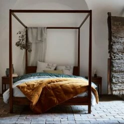 THAO - Lit 2 Places Avec Baldaquins En Acacia Massif - 160x200cm -chambre à coucher Soldes Lit 160x200cm avec baldaquin THAO 26528281 A 2 1