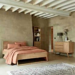 BRUNA - Lit 2 Places En Plaqué Chêne - 140x200cm -chambre à coucher Soldes Lit BRUNA 26951683 A 1