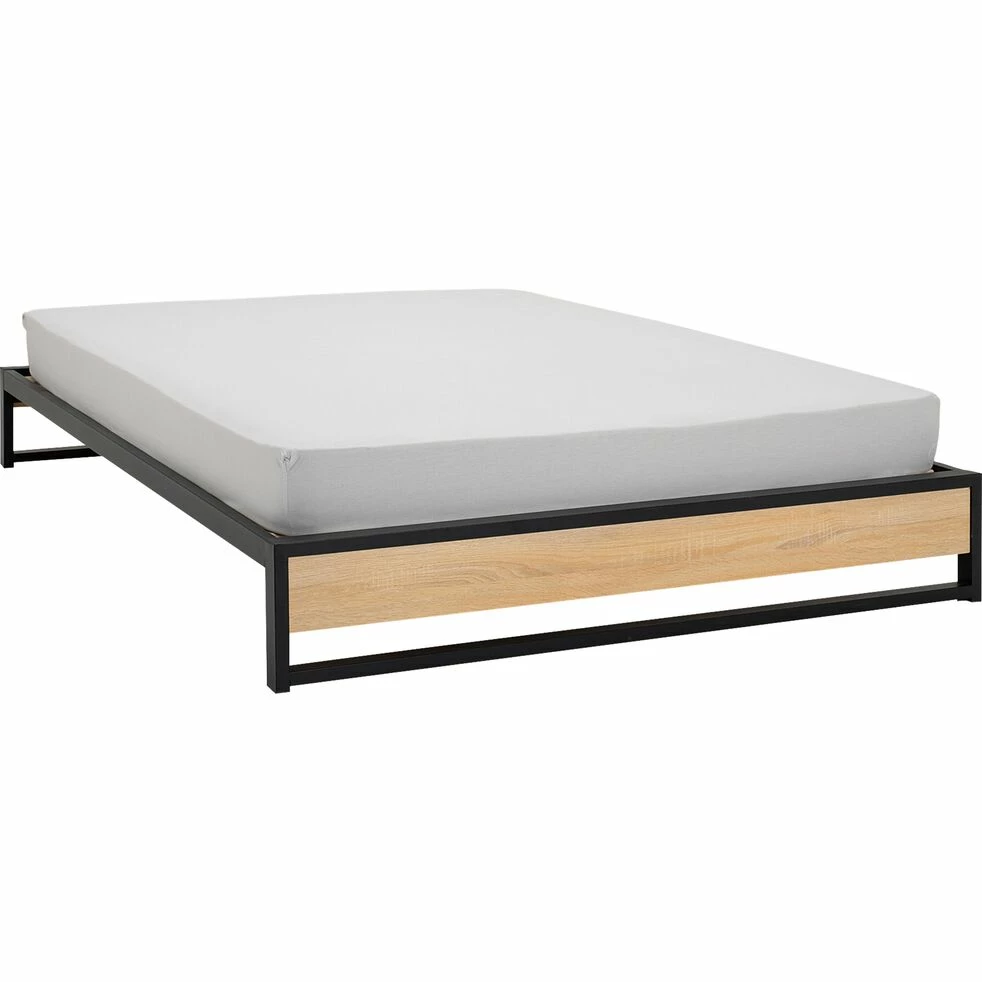 DALUIS - Lit 1 Place En Bois De Peuplier Et En Métal 120x200cm - Bois Clair 4 DALUIS - Lit 1 Place En Bois De Peuplier Et En Métal 120x200cm - Bois Clair – Image 2