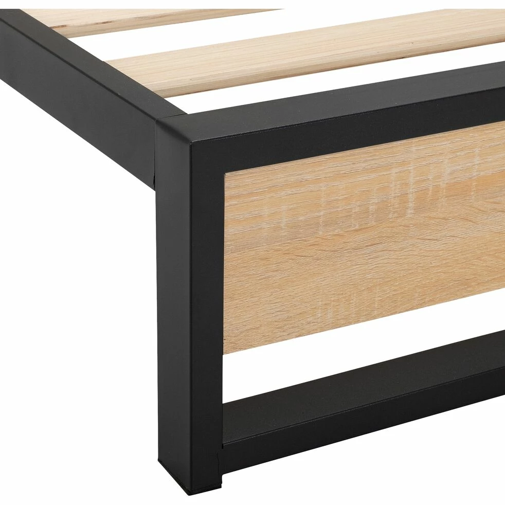 DALUIS - Lit 1 Place 120x200cm Avec Tête De Lit En Peuplier Et En Métal - Bois Clair 6 DALUIS - Lit 1 Place 120x200cm Avec Tête De Lit En Peuplier Et En Métal - Bois Clair – Image 4