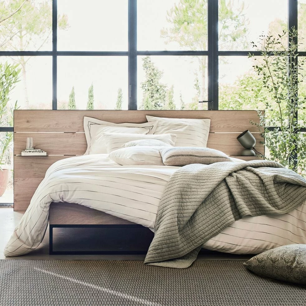 GASPARD - Lit 2 Places Bois Et Métal Noir Avec Tête De Lit/chevet - 160x200cm 3 GASPARD - Lit 2 Places Bois Et Métal Noir Avec Tête De Lit/chevet - 160x200cm