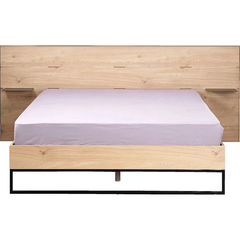 GASPARD - Lit 2 Places Bois Et Métal Noir Avec Tête De Lit/chevet - 160x200cm 5 GASPARD - Lit 2 Places Bois Et Métal Noir Avec Tête De Lit/chevet - 160x200cm – Image 3