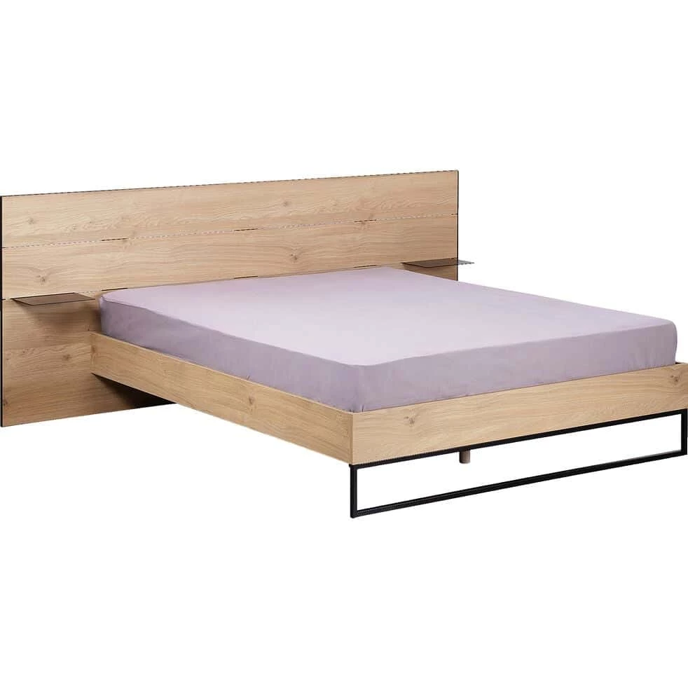 GASPARD - Lit 2 Places Bois Et Métal Noir Avec Tête De Lit/chevet - 160x200cm 4 GASPARD - Lit 2 Places Bois Et Métal Noir Avec Tête De Lit/chevet - 160x200cm – Image 2