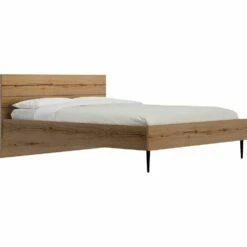 LUCIAN - Lit 2 Places Avec Tête De Lit En Bois 160x200cm - Bois Clair