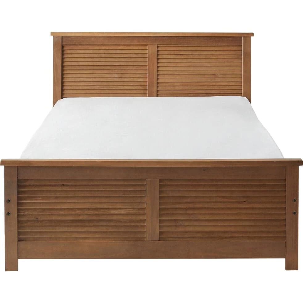 OLIVE - Lit 2 Places Avec Tête De Lit En Pin Massif 160x200cm - Bois Foncé 4 OLIVE - Lit 2 Places Avec Tête De Lit En Pin Massif 160x200cm - Bois Foncé – Image 2