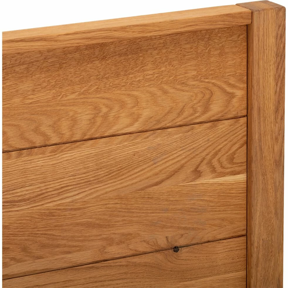 RENO - Lit 2 Places En Chêne Massif Avec Tiroirs Et Panneau De Finition - Bois Clair 140x200cm 5 RENO - Lit 2 Places En Chêne Massif Avec Tiroirs Et Panneau De Finition - Bois Clair 140x200cm – Image 3