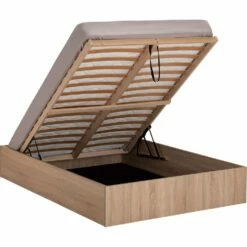 BALME - Lit-coffre 2 Places En Bois 140x200cm - Effet Chêne Clair -chambre à coucher Soldes Lit coffre BALME 26733180 B 2