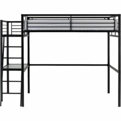 NIOLON - Lit Mezzanine 2 Places En Acier Avec Bureau En Verre - Noir 140x200cm -chambre à coucher Soldes Lit mezzanine NIOLON 26908687 B 2