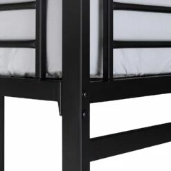 NIOLON - Lit Mezzanine 2 Places En Acier Avec Bureau En Verre - Noir 140x200cm -chambre à coucher Soldes Lit mezzanine NIOLON 26908687 Z 1