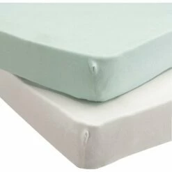 RONI - Lot De 2 Drap-housses Bébé En Coton Bio 60x120+B15cm - Vert Verveine