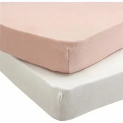 RONI - Lot De 2 Drap-housses Bébé En Coton Bio 60x120+B15cm - Rose