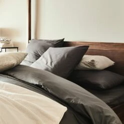 CALANQUES - Lot De 2 Taies D'oreiller En Coton - Gris Ardoise 65x65cm -chambre à coucher Soldes Lot de 2 taies d oreiller CALANQUES 27360026 A 1