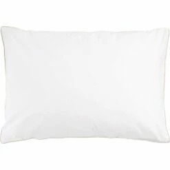 EZIO - Lot De 2 Taies D'oreiller En Percale De Coton Liseret Tressé Beige Alpilles - Blanc 50x70cm -chambre à coucher Soldes Lot de 2 taies d oreiller EZIO 27446348 F 1