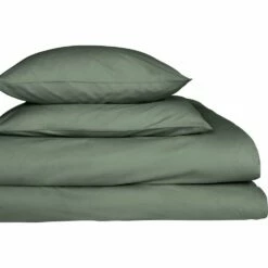 FLORE - Lot De 2 Taies D'oreiller En Percale De Coton - Vert Cèdre 65x65cm -chambre à coucher Soldes Lot de 2 taies d oreiller FLORE 26440408 D 2