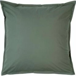 FLORE - Lot De 2 Taies D'oreiller En Percale De Coton - Vert Cèdre 65x65cm -chambre à coucher Soldes Lot de 2 taies d oreiller FLORE 26440408 F 1