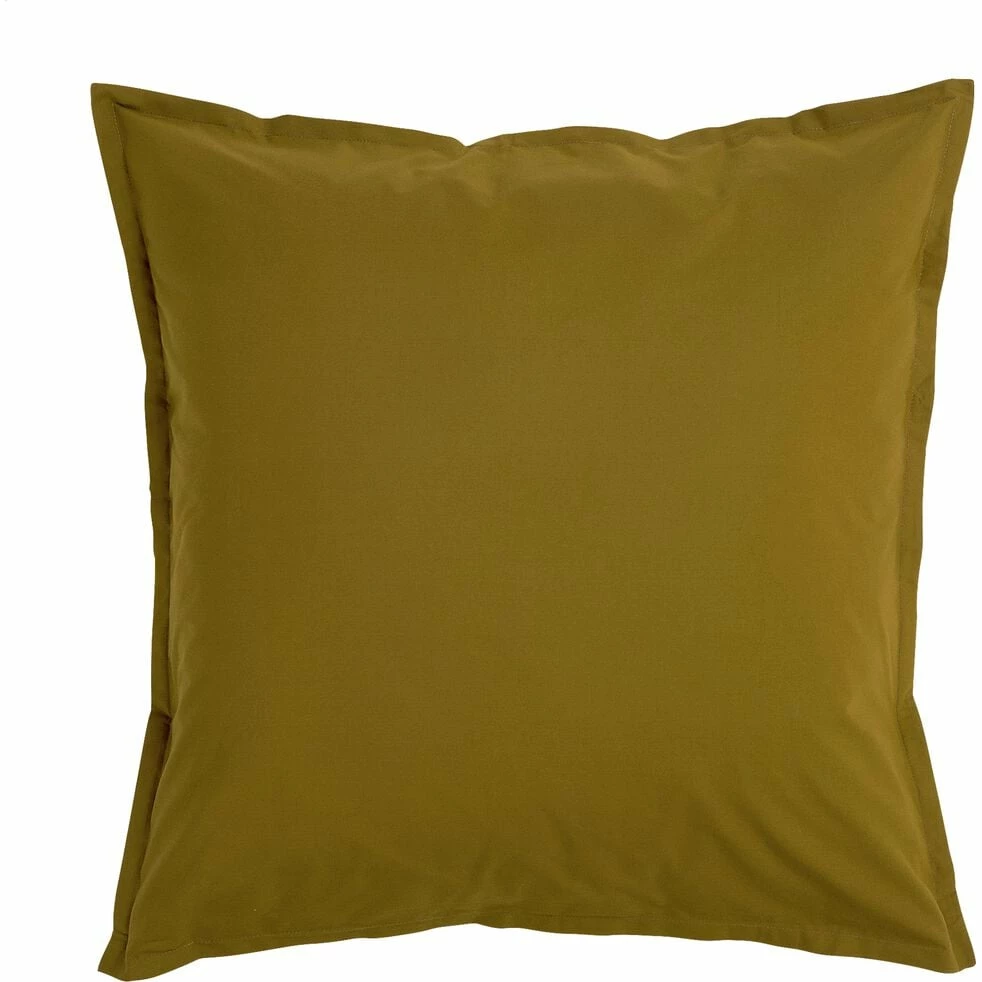 FLORE - Lot De 2 Taies D'oreiller En Percale De Coton - Jaune Alep 65x65cm 3 FLORE - Lot De 2 Taies D'oreiller En Percale De Coton - Jaune Alep 65x65cm