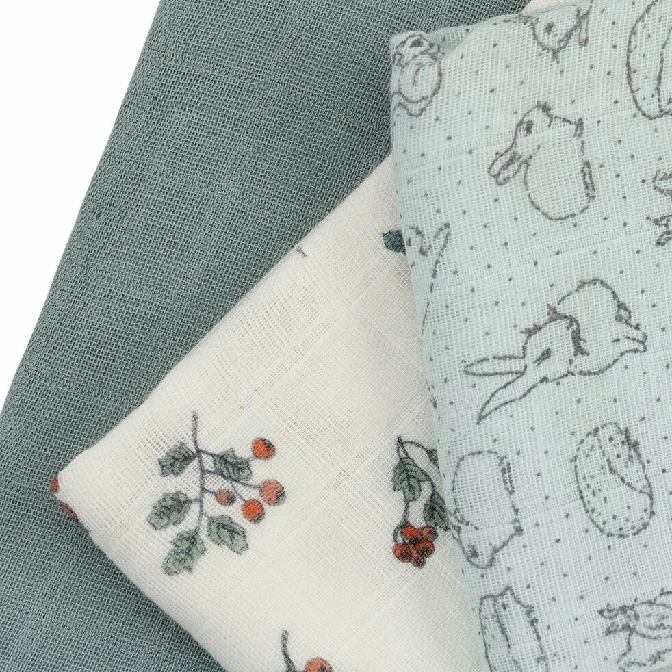 NUAGE - Lot De 3 Langes Bébé En Gaze De Coton 70x70cm - Multicolore Calaluna 4 NUAGE - Lot De 3 Langes Bébé En Gaze De Coton 70x70cm - Multicolore Calaluna – Image 2