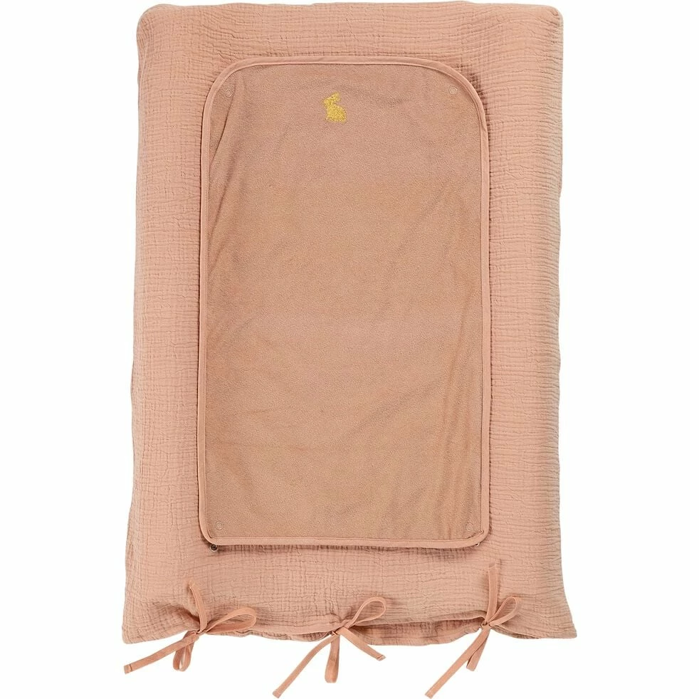 NUAGE - Matelas à Langer En Gaze De Coton Brodé - Rose Salina 4 NUAGE - Matelas à Langer En Gaze De Coton Brodé - Rose Salina – Image 2