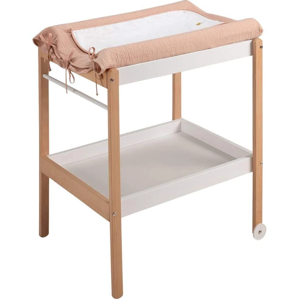 NUAGE - Matelas à Langer En Gaze De Coton Brodé - Rose Salina 7 NUAGE - Matelas à Langer En Gaze De Coton Brodé - Rose Salina – Image 5